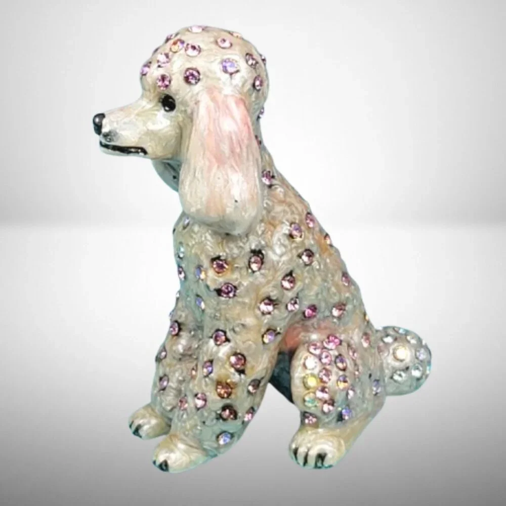Jay Strongwater Seating Poodle Dog Mini Figurine with Swarovski Crystals - Picture 2 of 6